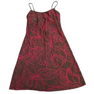 Athleta Pink Brown Floral Swim Dress Cover Up Womens Size Small Beach Vacation